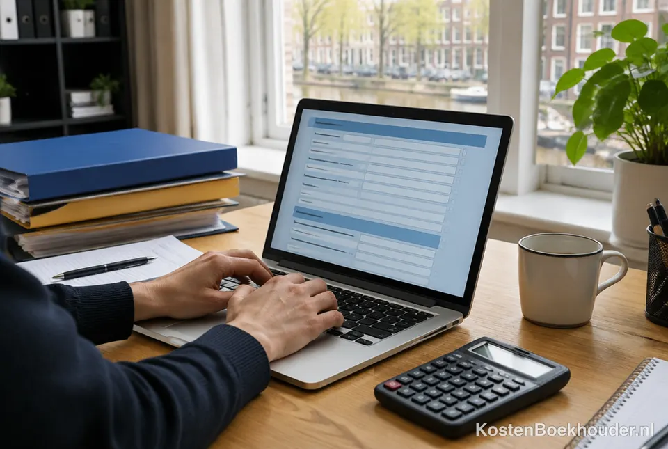Boekhouder werkt aan een belastingaangifte